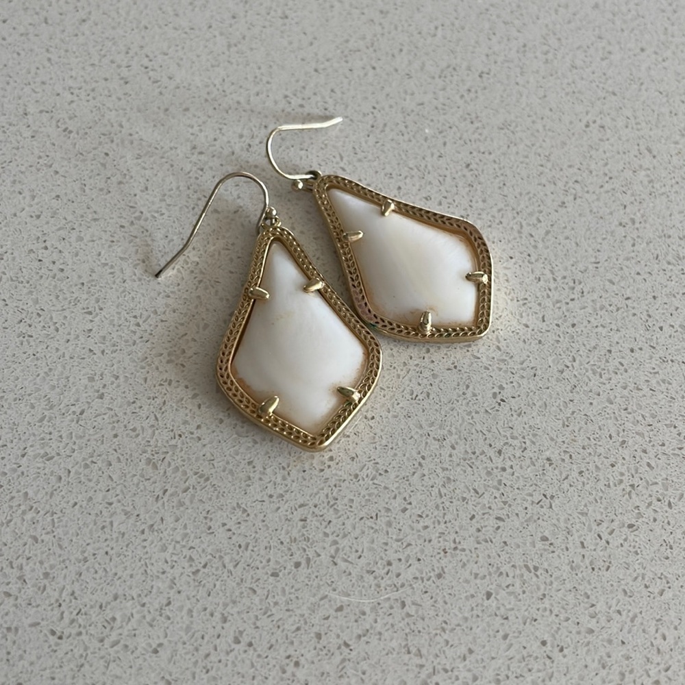Kendra Scott gold and white pearl earrings